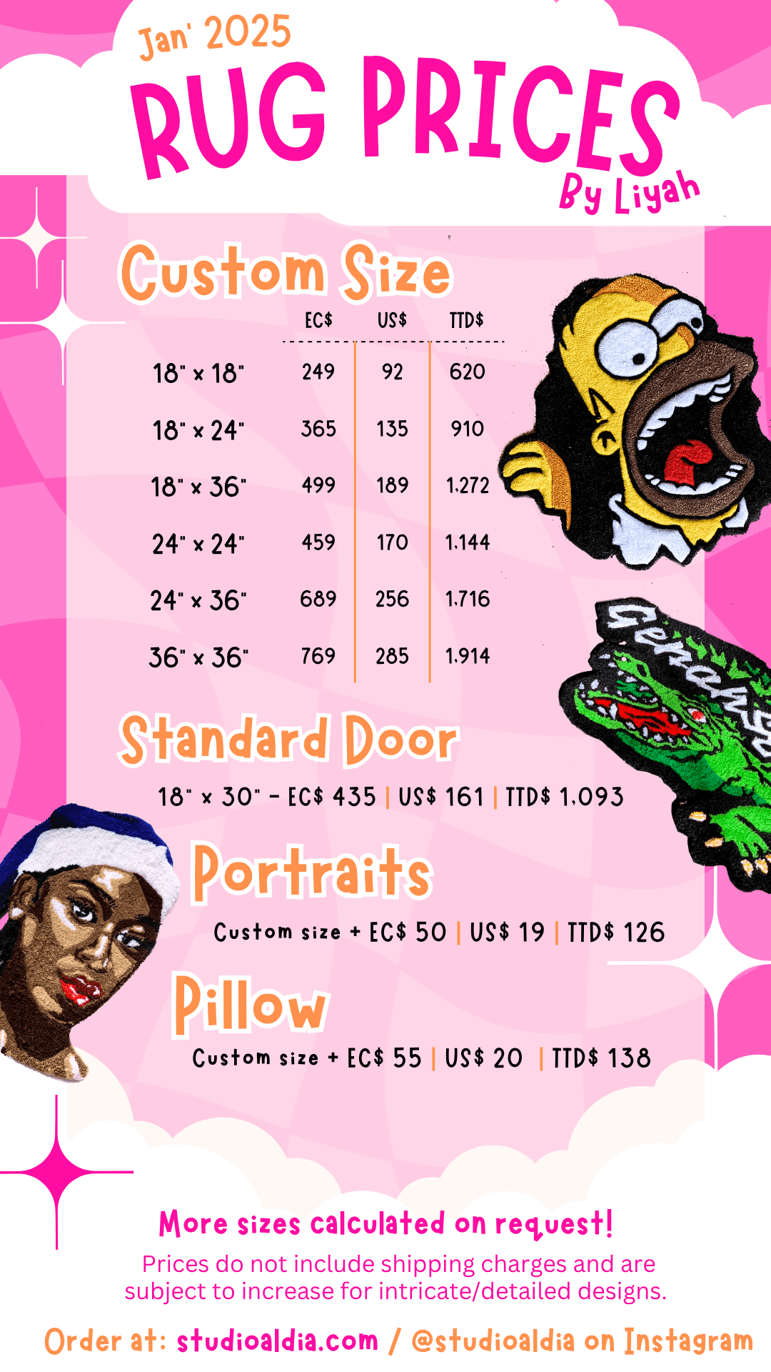 Custom Rug Price List